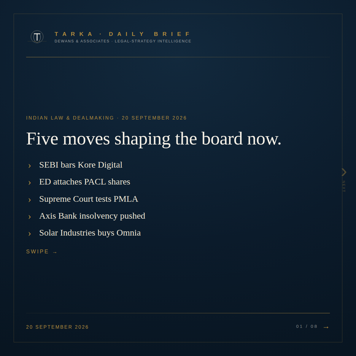 TARKA Daily Brief slide 1